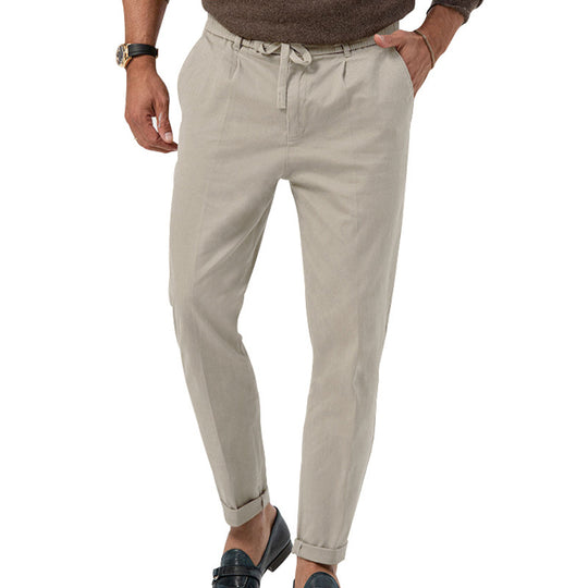 Herren Elegante Leinenhose mit elastischem Bund und praktischen Taschen EB