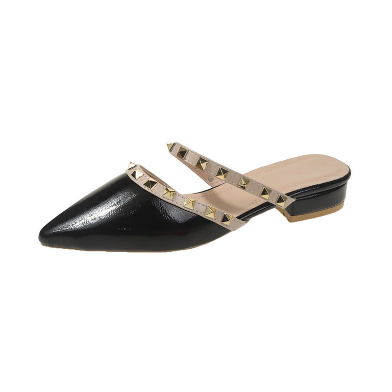 Damen elegante Mules mit modernen Nietenakzenten EB
