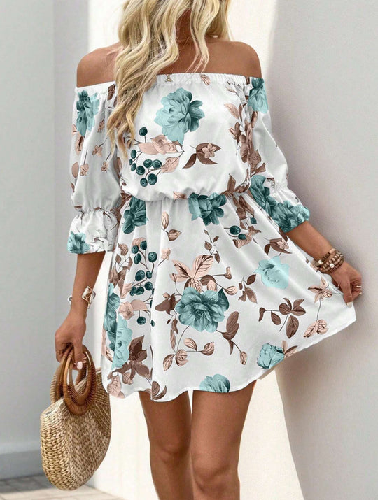 Damen Boho Kleid mit Blumenmuster EB