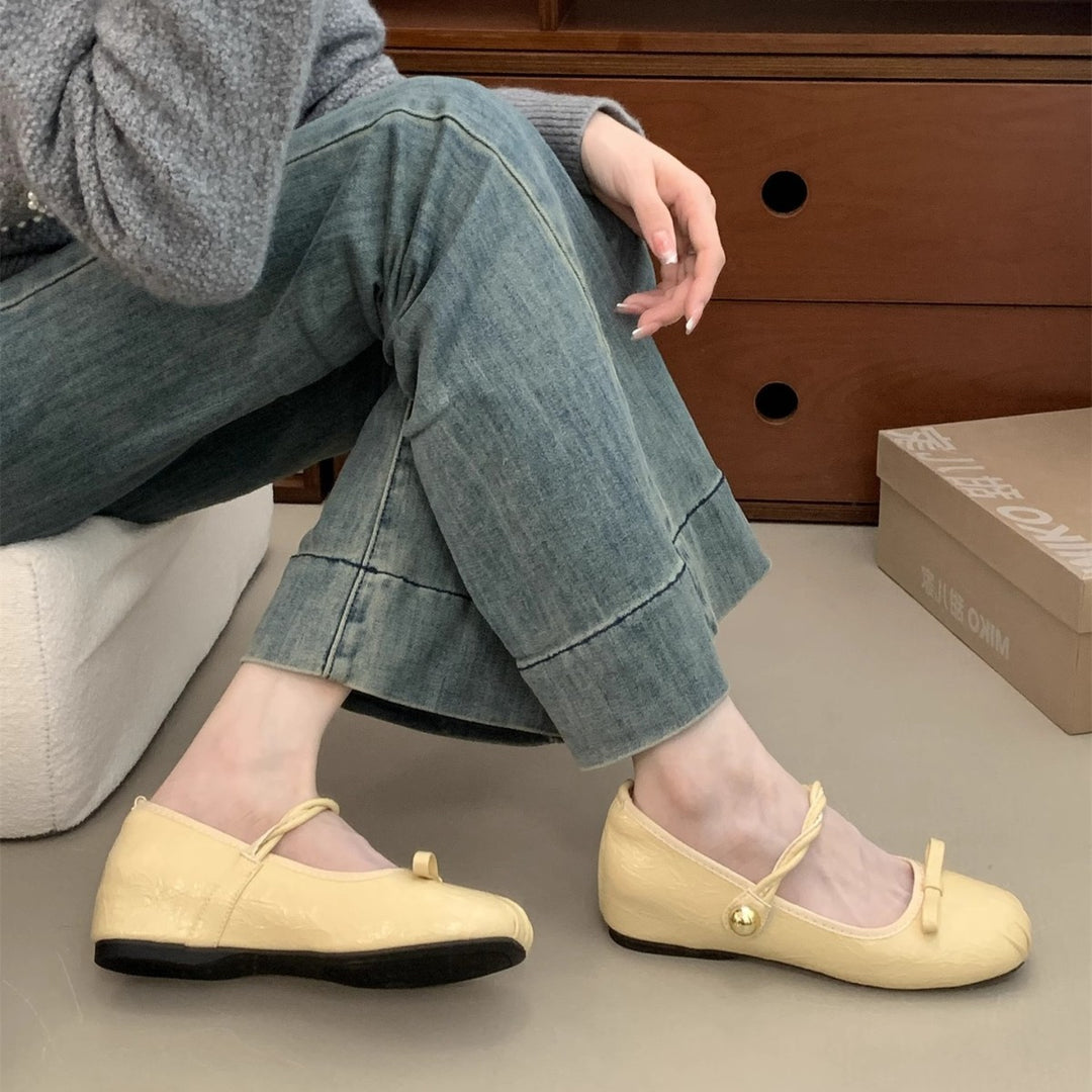 Damen elegante Ballerinas mit dekorativen Schleifen und komfortablem Fußbett EB