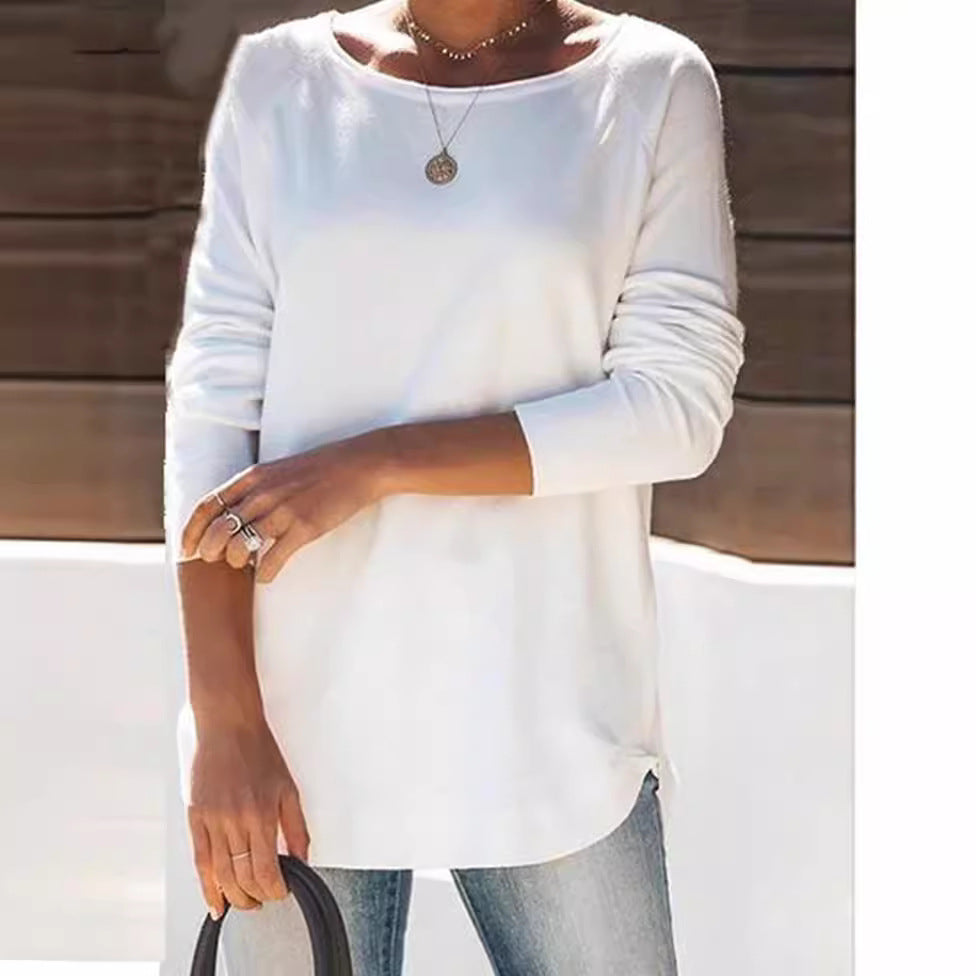 Damen gemütlicher Longsleeve mit weitem Ausschnitt EB