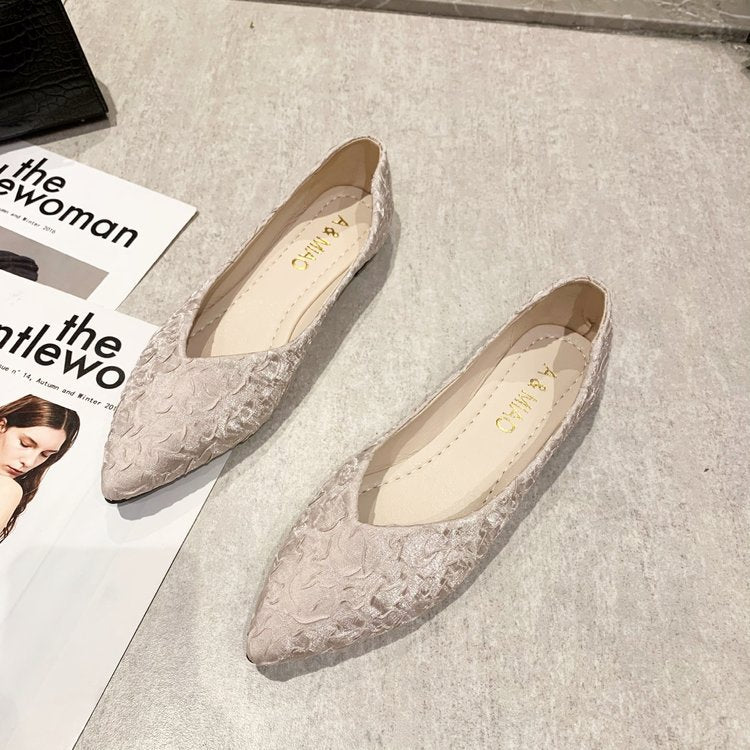 Damen Ballerinas mit spitz zulaufendem Design und strukturiertem Obermaterial EB