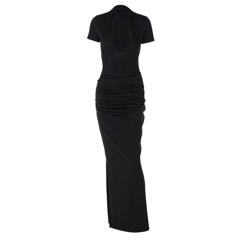 Damen Elegantes Maxikleid mit tiefem Ausschnitt und Raffungen EB