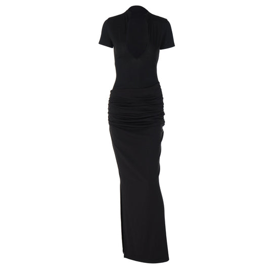 Damen Elegantes Maxikleid mit tiefem Ausschnitt und Raffungen EB