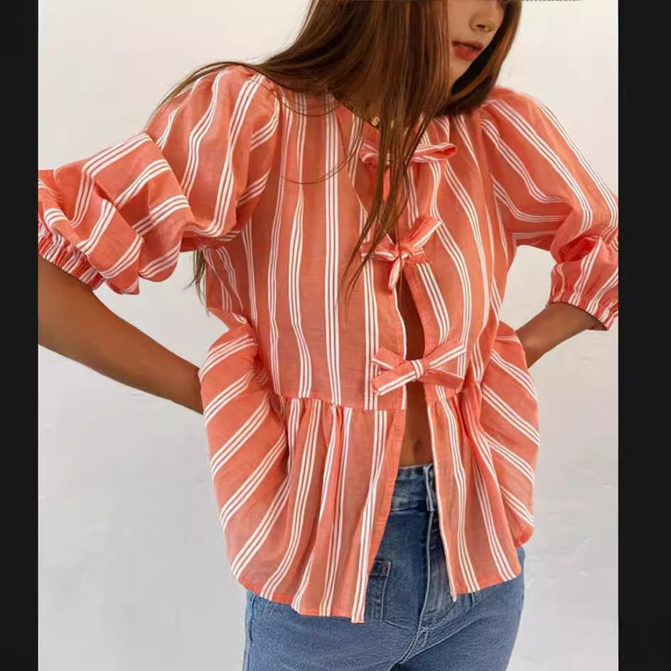 Damen Bluse mit Rüschendetails und raffinierter Knopföffnung EB