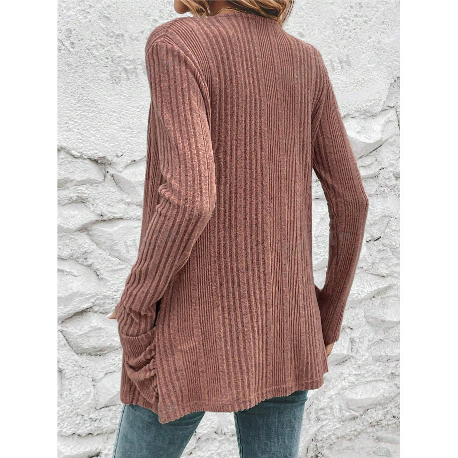 Damen Strickjacke mit wärmendem Rippenmuster und praktischen Taschen EB