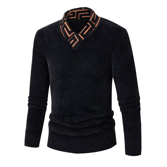 Herren modischer Pullover mit schickem Stehkragen und strukturiertem Design EB