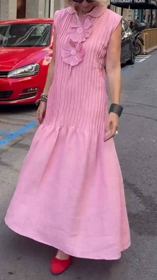 Damen Polo-Maxi-Kleid mit lässigem Schnitt und strukturierter Textur EB