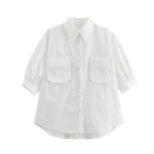 Damen Blusenshirt mit lässigem Schnitt und praktischen Brusttaschen EB