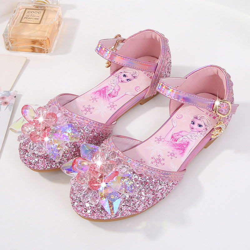Mädchen Glitzernde Ballerinas mit Blumenapplikationen EB