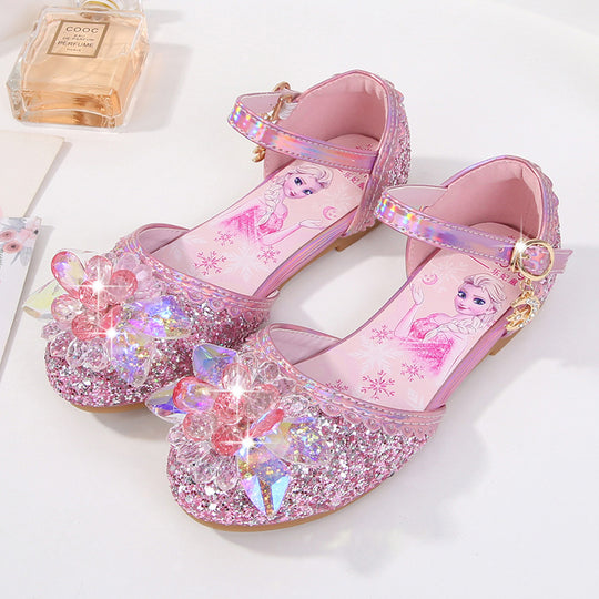 Mädchen Glitzernde Ballerinas mit Blumenapplikationen EB