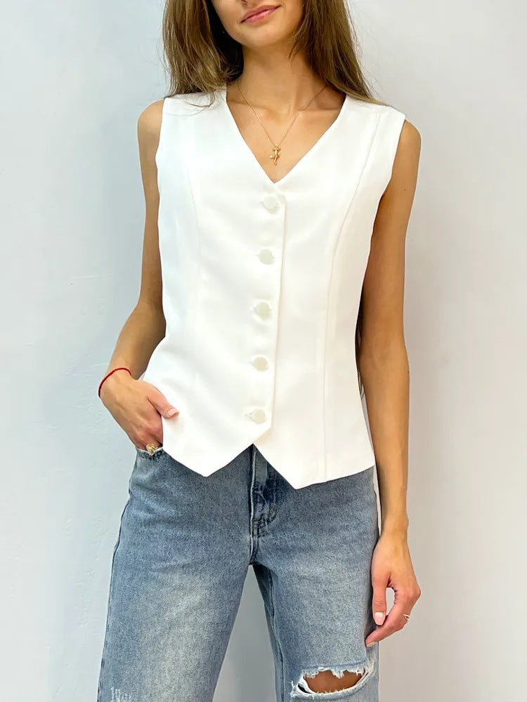 Damen ärmelloses Blusenkleid mit schmaler Passform EB