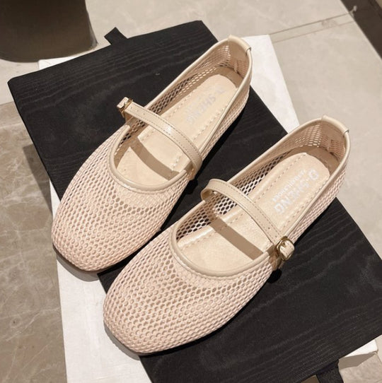 Damen atmungsaktive Ballerinas mit verstellbarem Riemen EB