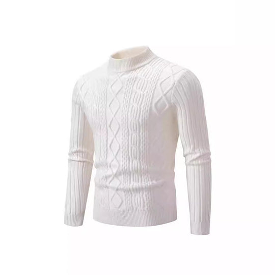 Herren Strickpullover mit Stehkragen und Kabelmuster EB