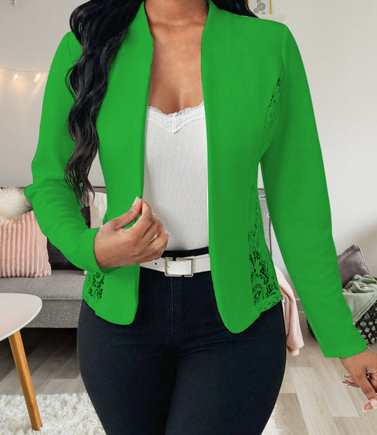 Damen elegante Blazerjacke mit Spitzenakzenten EB
