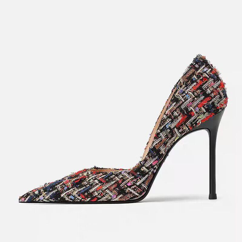 Damen elegante spitze High Heel Pumps mit geflochtenem Design EB