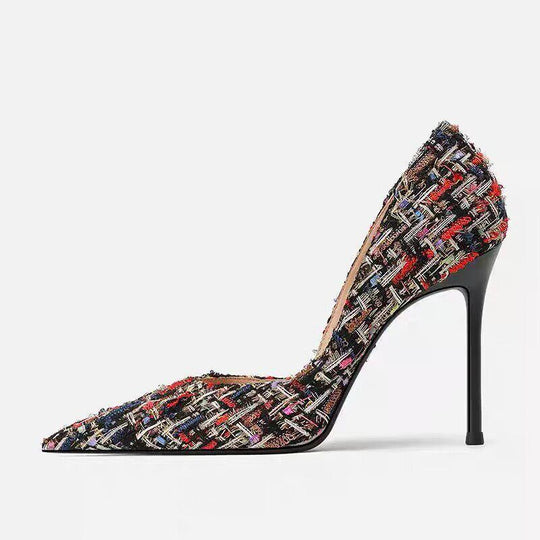 Damen elegante spitze High Heel Pumps mit geflochtenem Design EB