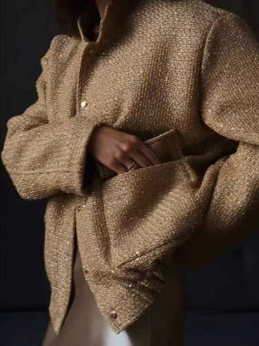 EB | Gold Pailletten Stehkragenjacke