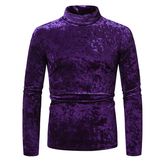 Herren eleganter Rollkragenpullover aus samtigem Stoff EB