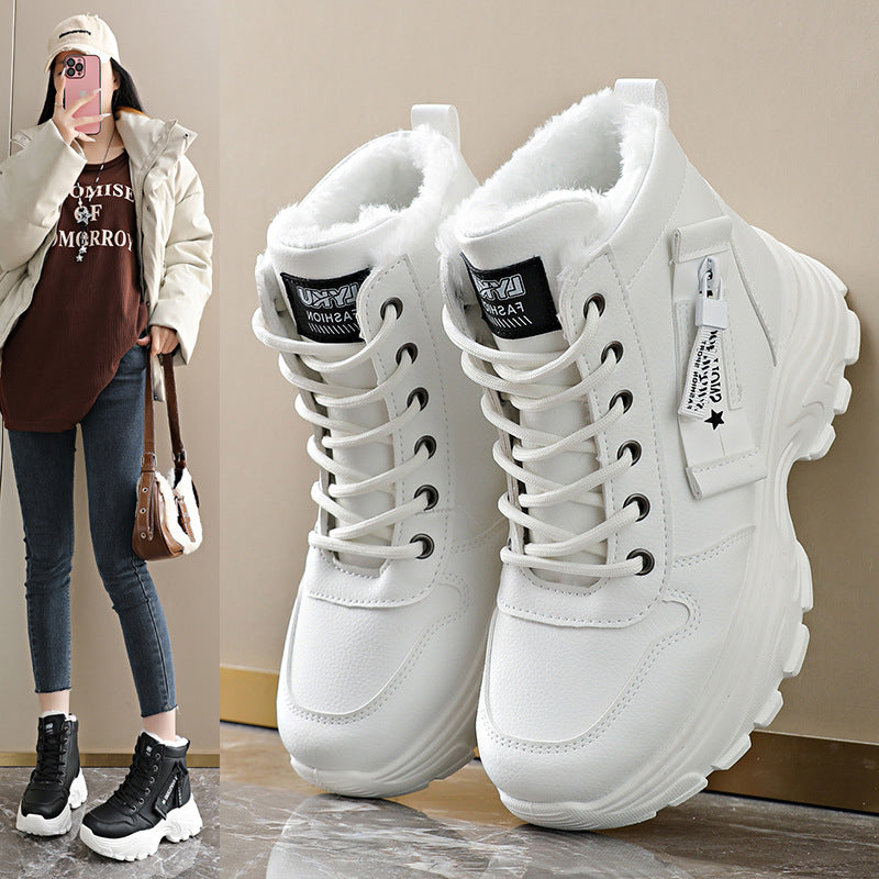 Damen modische High-Top Sneakers mit trendy Reißverschluss und komfortablem Innenfutter EB