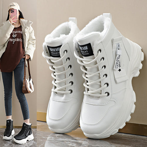 Damen modische High-Top Sneakers mit trendy Reißverschluss und komfortablem Innenfutter EB