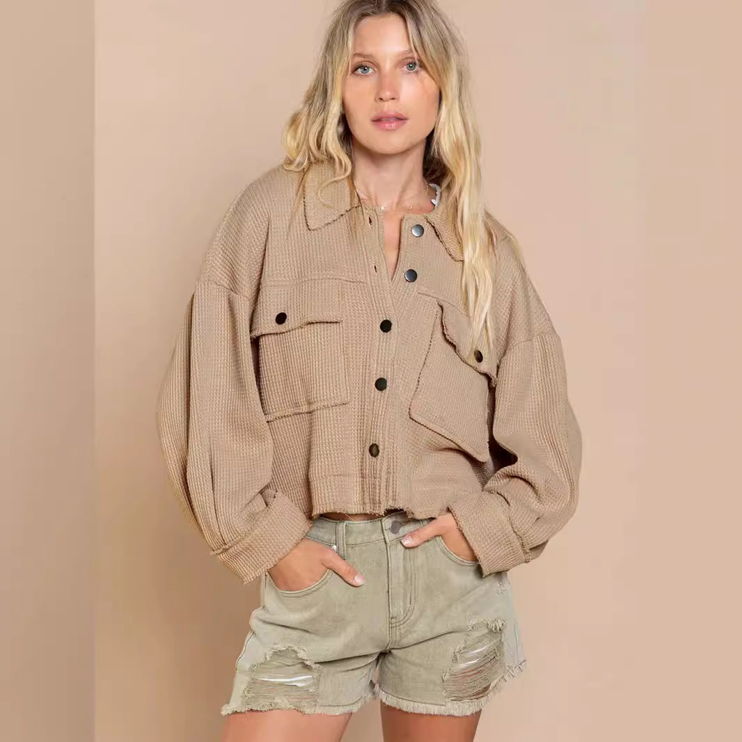 Damen gemütliche Waffle-Jacke EB