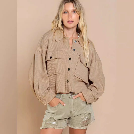 Damen gemütliche Waffle-Jacke EB