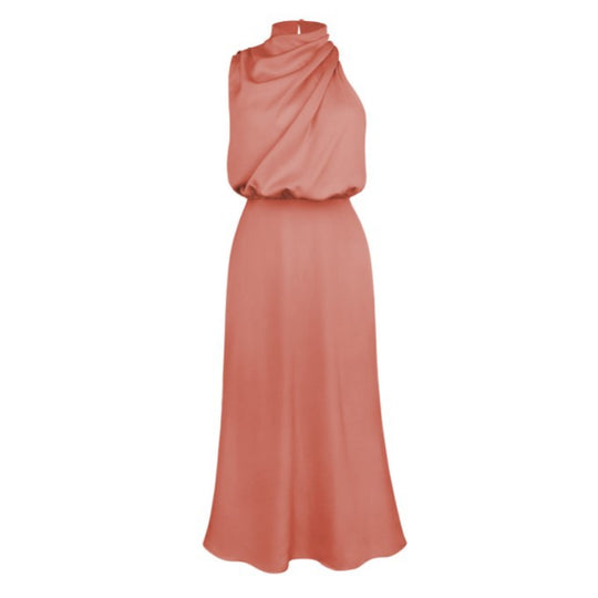 Damen Elegantes Etuikleid mit asymmetrischem Kragen und fließendem Schnitt EB