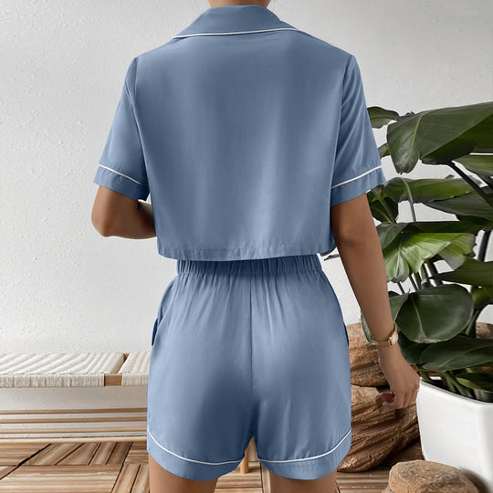 Damen lässiges Kurzarm Schlafanzug Set mit elastischem Bund EB