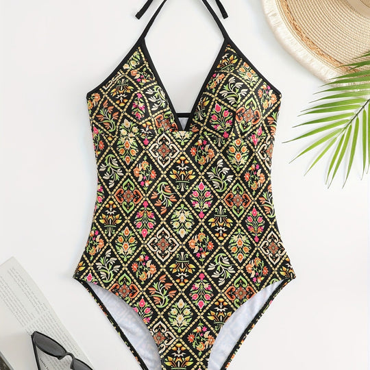 Damen Einteiliger Badeanzug mit modischem floralem Design EB
