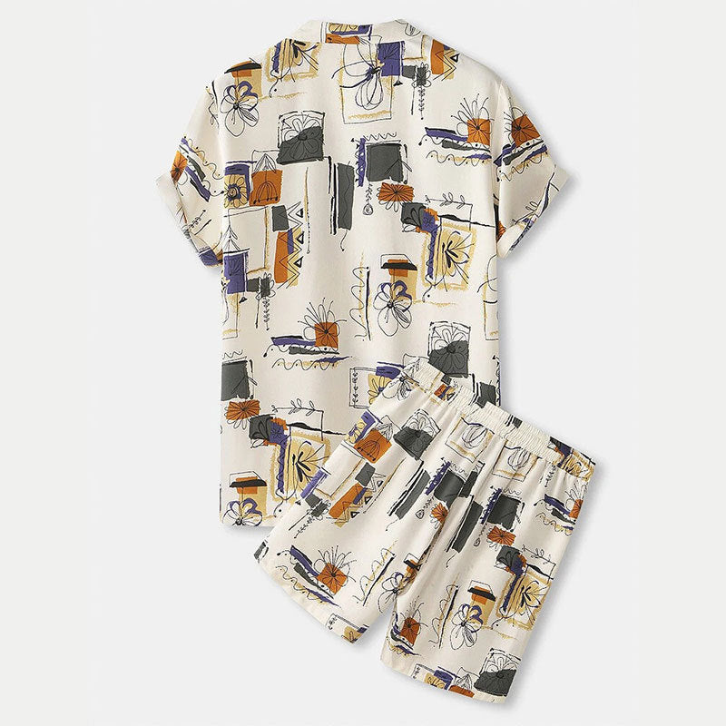 Damen modisches Kurzarm-Set mit floralem Muster EB