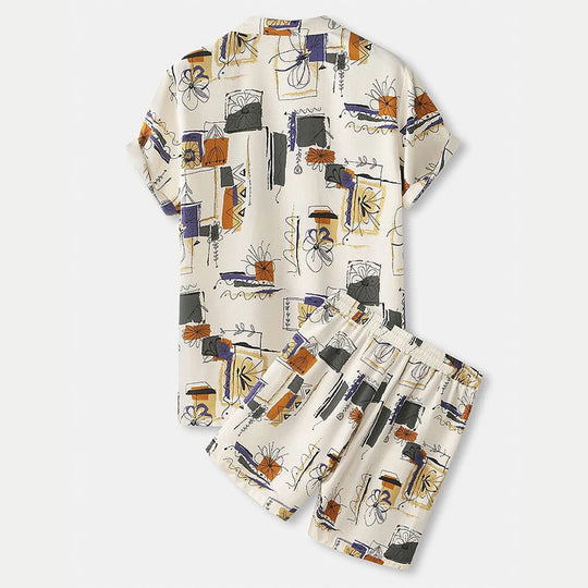 Damen modisches Kurzarm-Set mit floralem Muster EB