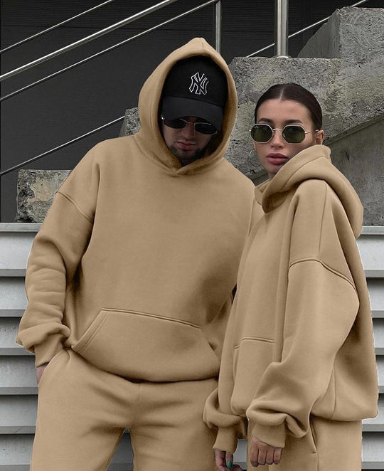 Unisex Oversize-Kapuzenpullover und Relax-Jogginghose Set aus hochwertiger Baumwollmischung EB