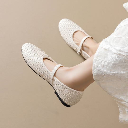 Damen Ballerinas mit modischem Riemen und eleganter Flechtoptik EB