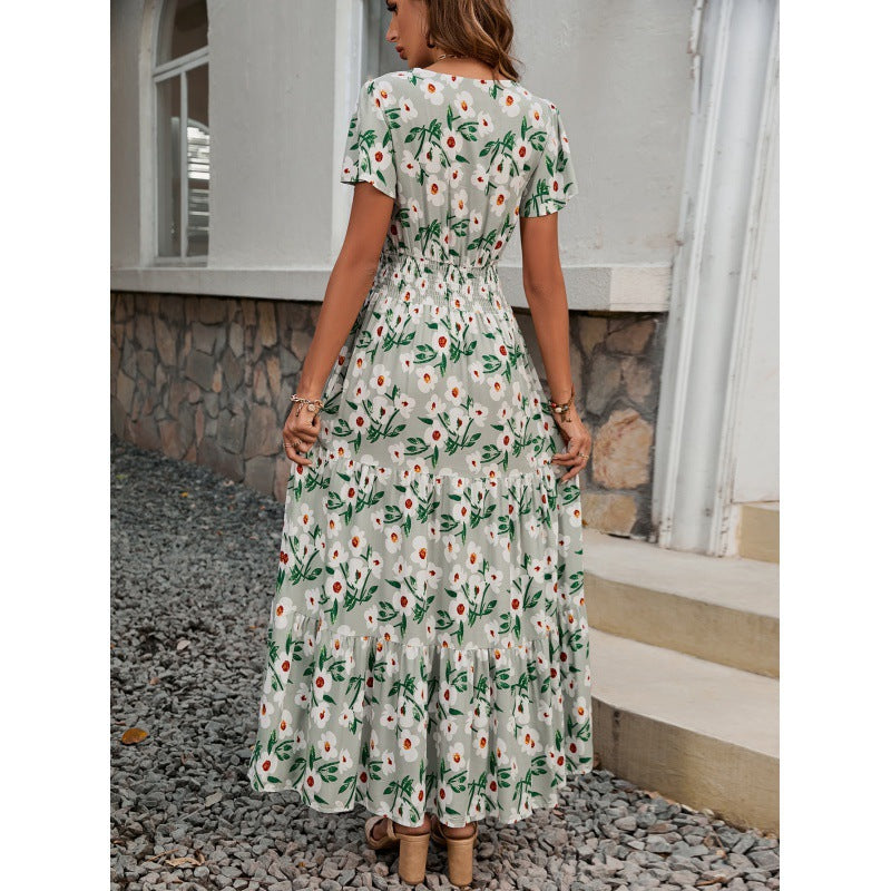 Damen Stufenmaxikleid mit floralem Muster EB