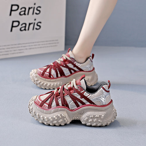 Damen Chunky Sneakers mit rutschfester Sohle und atmungsaktivem Obermaterial EB