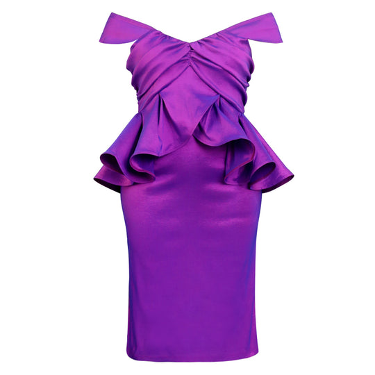 Damen Abendkleid mit voluminösen Rüschendetails EB