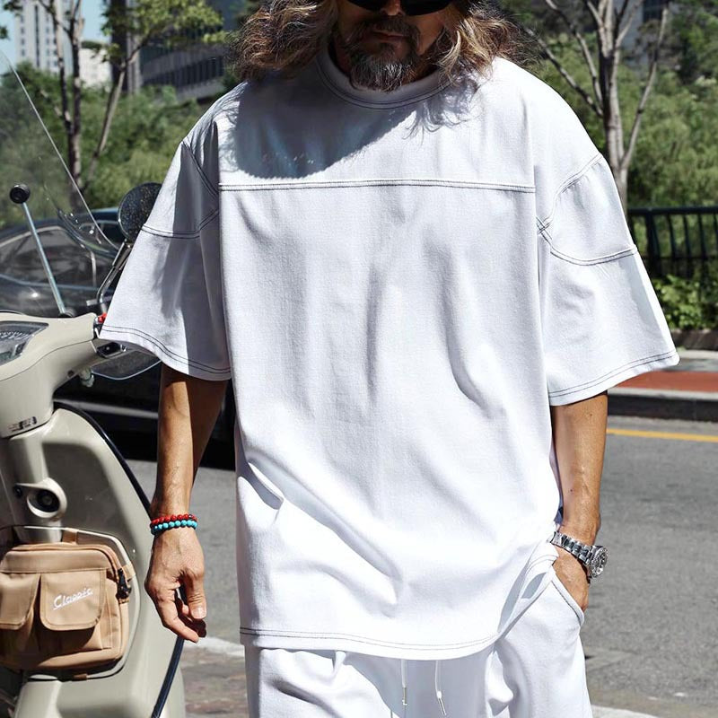 Herren lässiges Kurzarm-T-Shirt mit oversized Schnitt und komfortablen Hosen EB