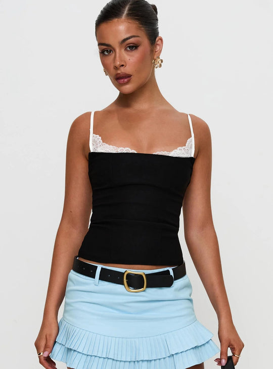Damen Polka Dots Bustier-Top mit Spitzenakzenten EB