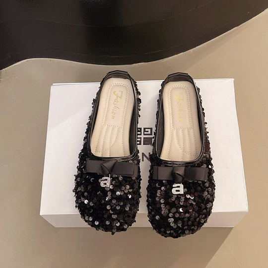 Damen Glitzernde Ballerinas mit Schleifenakzent EB