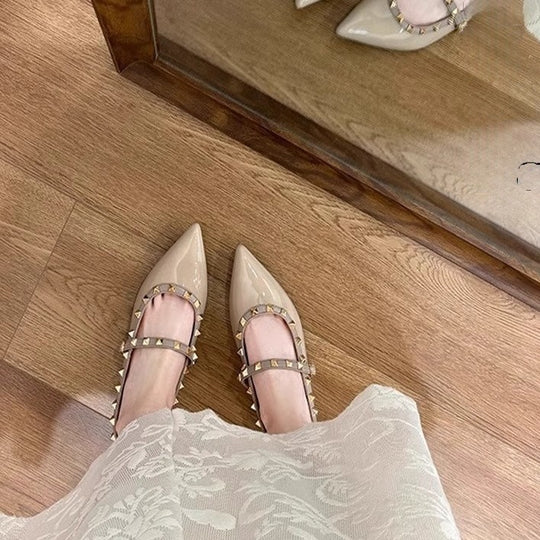 Damen elegante Slingback Ballerinas mit dekorativen Nieten EB