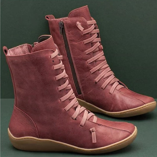 Damen Schnürstiefel mit elastischem Schaft und rutschfester Sohle EB