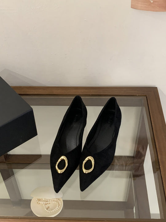 Damen elegante Pumps mit modischer Goldschnalle EB