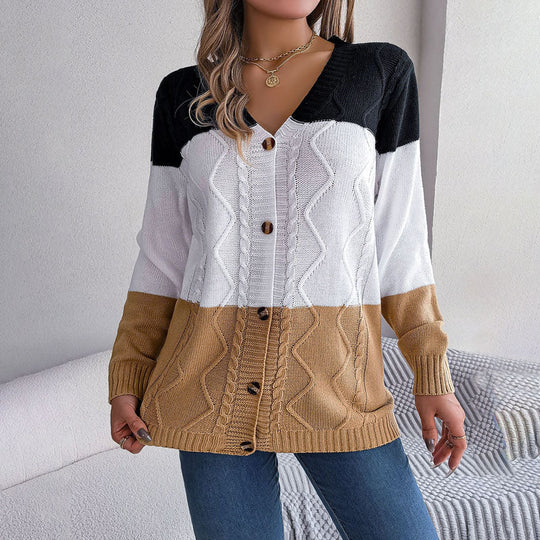 EB | Farbblock Strickjacke mit Modischem Stil