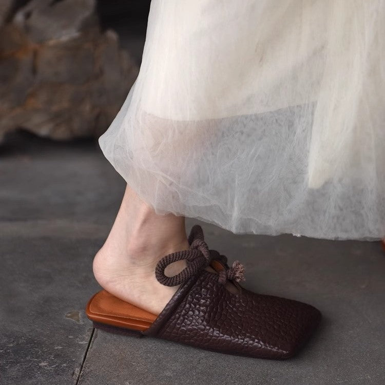 Damen modische Mules mit dekorativem Schnürdesign EB
