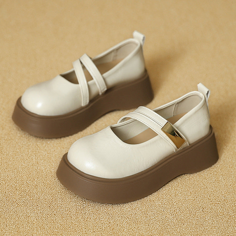 Damen komfortable Plateau-Mary Jane Schuhe mit modischen Riemchen EB