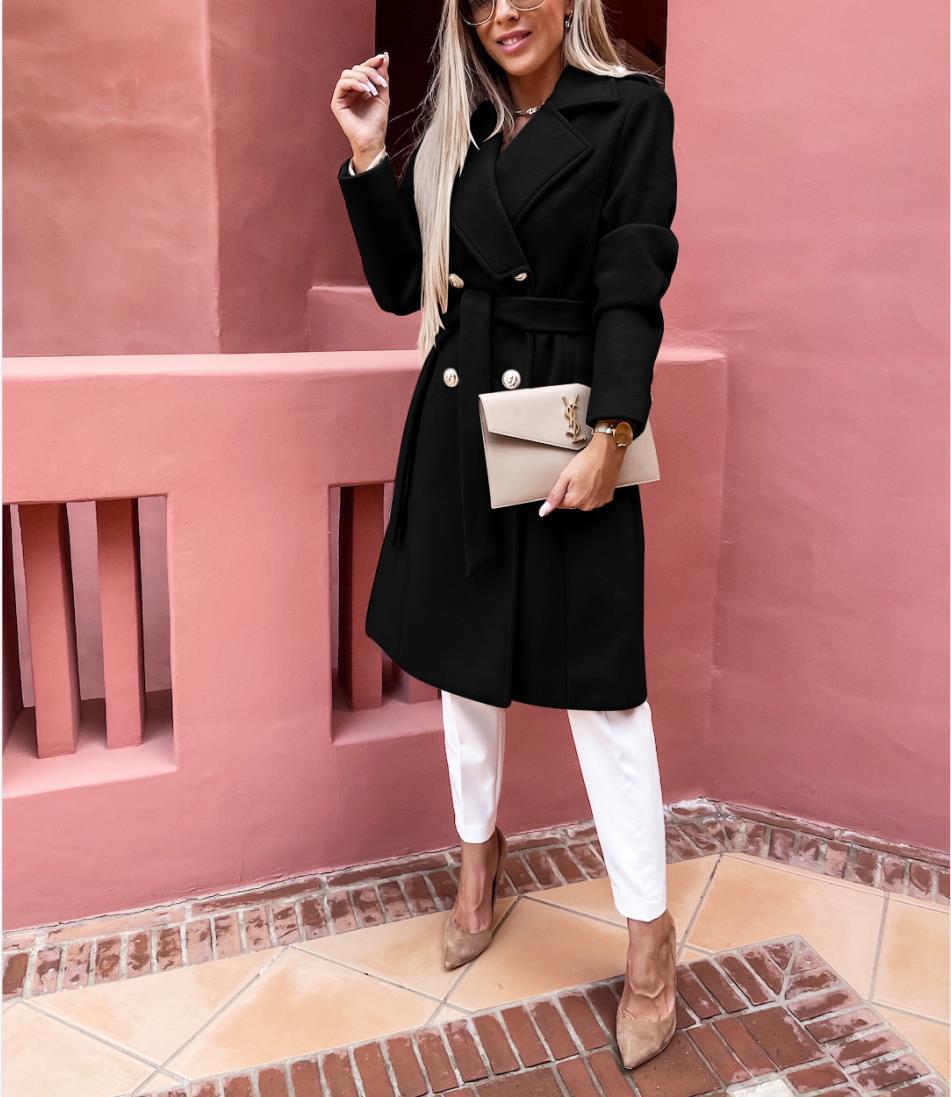 Damen Eleganter Trenchcoat mit tailliertem Schnitt und praktischen Taschen EB