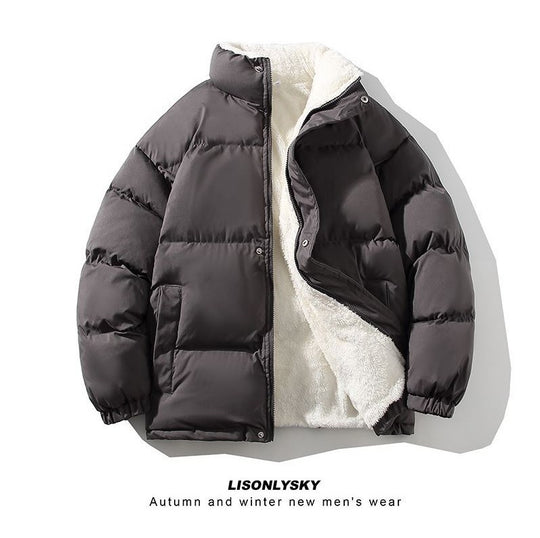 Herren nan gefütterte Winter-Steppjacke mit Teddyfutter, hohem Stehkragen und verdeckter Druckknopfleiste EB