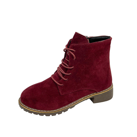 Damen modische Ankle-Stiefel aus Wildleder mit zusätzlichem Reißverschluss und leichter Profilsohle EB