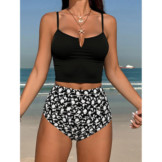 Damen Bikini-Set mit hoch geschnittenem Höschen und elegantem Top EB